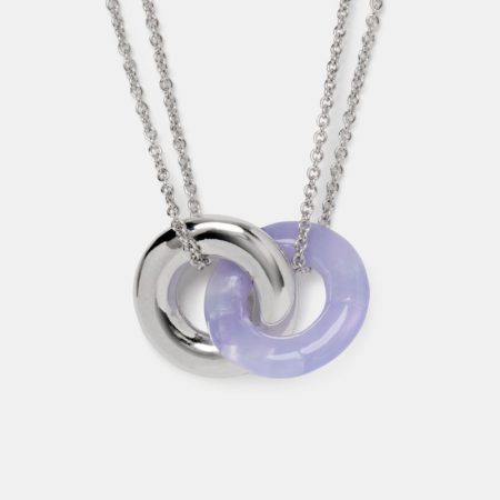 Kate Spade Outlet Interlock Small Pendant - Preorder — Light Purple/Silver