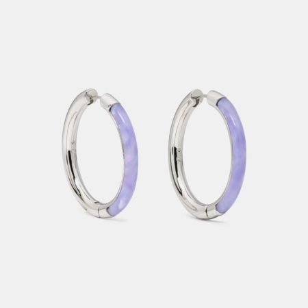 Kate Spade Outlet Interlock Hoops - Preorder — Light Purple/Silver