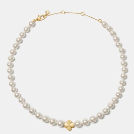 Kate Spade Outlet Spade Flower Pearl Short Necklace - Preorder — White Gold