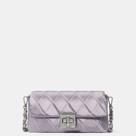 Kate Spade Outlet Carey Quilted Satin Mini Crossbody - Preorder — Gravel Grey