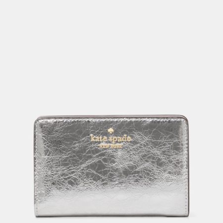 Kate Spade Outlet Madison Metallic Medium Bifold Wallet - Preorder — Silver