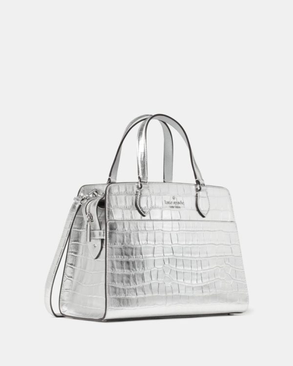 Kate Spade Outlet Madison Metallic Croc Embossed Medium Satchel - Preorder