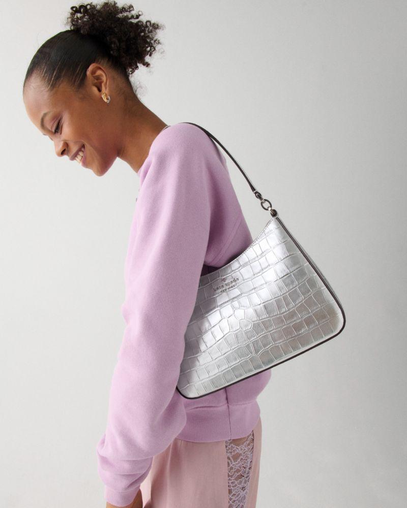 Kate Spade Outlet Margot Metallic Croc Embossed Convertible Shoulder Bag - Preorder