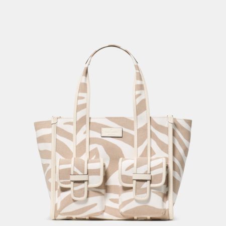 Kate Spade Outlet Kip Zebra Cargo Small Tote Bag - Preorder — Light Fawn Multi