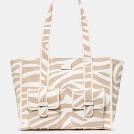 Kate Spade Outlet Kip Zebra Cargo Large Tote Bag - Preorder — Light Fawn Multi