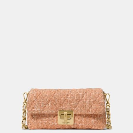 Kate Spade Outlet Carey Tweed Wallet On Chain - Preorder — Orange Jasper Multi