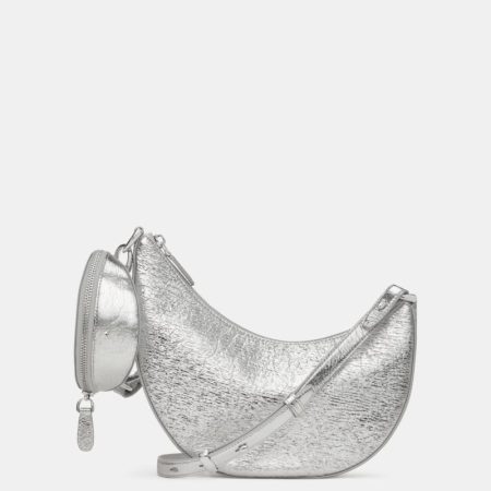 Kate Spade Outlet Duo Crinkle Metallic Leather Crossbody Bag - Preorder — Silver