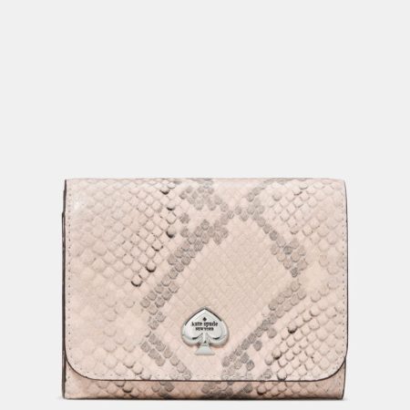 Kate Spade Outlet Kayla Snake Small L-zip Flap Wallet - Preorder — Pink Multi