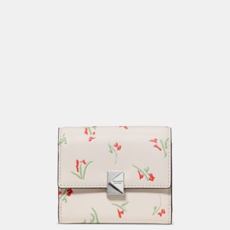 Kate Spade Outlet Deco Vibrant Buds Small Flap Wallet - Preorder — Cream Multi