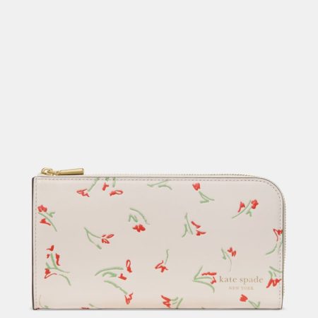 Kate Spade Outlet Devin Vibrant Buds Zip Around Continental Wallet - Preorder — Cream Multi