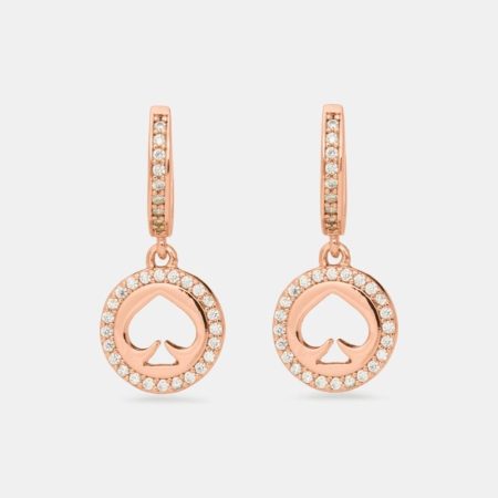 Kate Spade Outlet Spot The Spade Pave Huggies - Preorder — Clear/Rose Gold