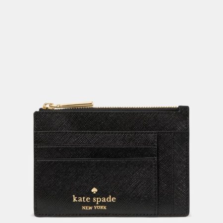 Kate Spade Outlet Textured Patent Large Slim Card Holder - Preorder — Black