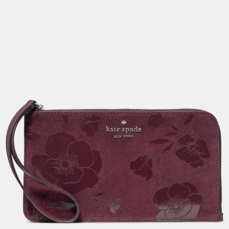 Kate Spade Outlet Lucy Floral Suede Wristlet - Preorder — Deep Cherry