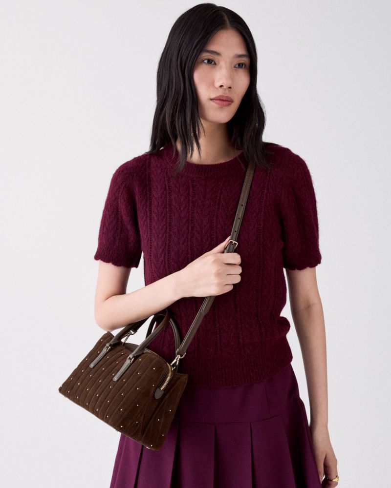 Kate Spade Outlet Thompson Street Quilted Suede Small Satchel Bag - Preorder