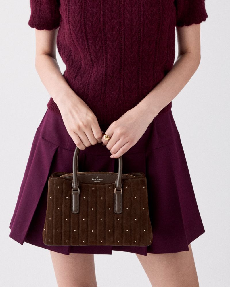 Kate Spade Outlet Thompson Street Quilted Suede Small Satchel Bag - Preorder
