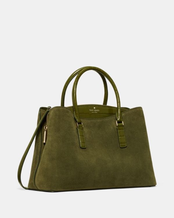 Kate Spade Outlet Thompson Street Suede And Croc Embossed Satchel Bag - Preorder