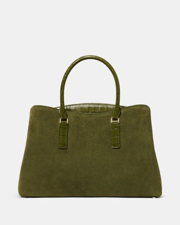 Kate Spade Outlet Thompson Street Suede And Croc Embossed Satchel Bag - Preorder
