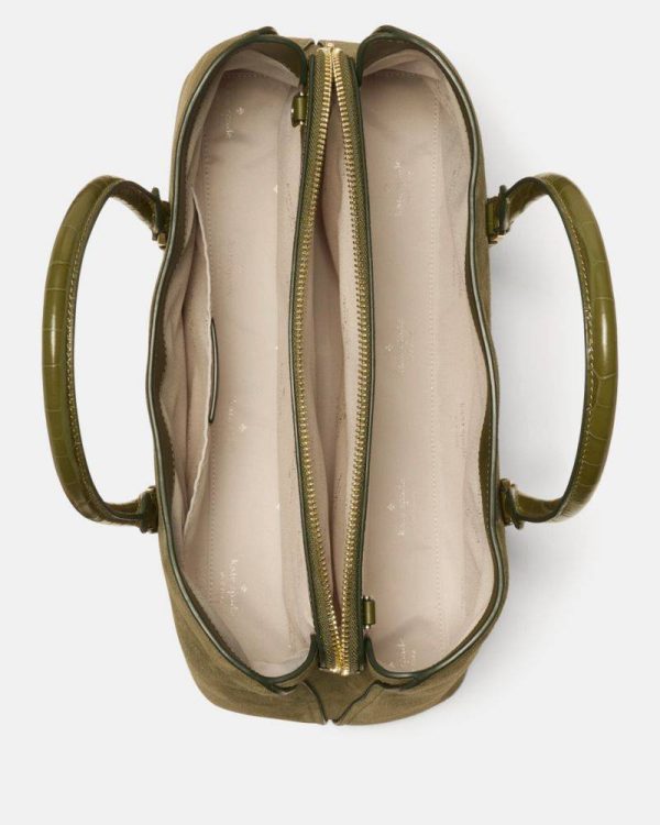 Kate Spade Outlet Thompson Street Suede And Croc Embossed Satchel Bag - Preorder