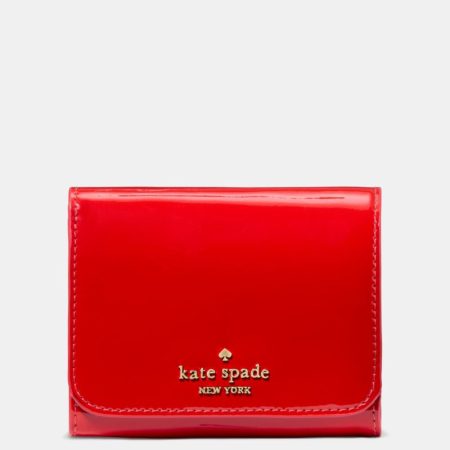 Kate Spade Outlet Patent Small L-zip Flap Wallet - Preorder — KS Bright Red