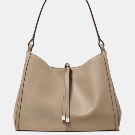 Kate Spade Outlet Reese Suede Shoulder Bag - Preorder — Timeless Taupe Multi