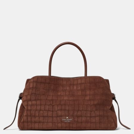 Kate Spade Outlet Harper Suede Croc Satchel Bag - Preorder — Chocolate Truffle