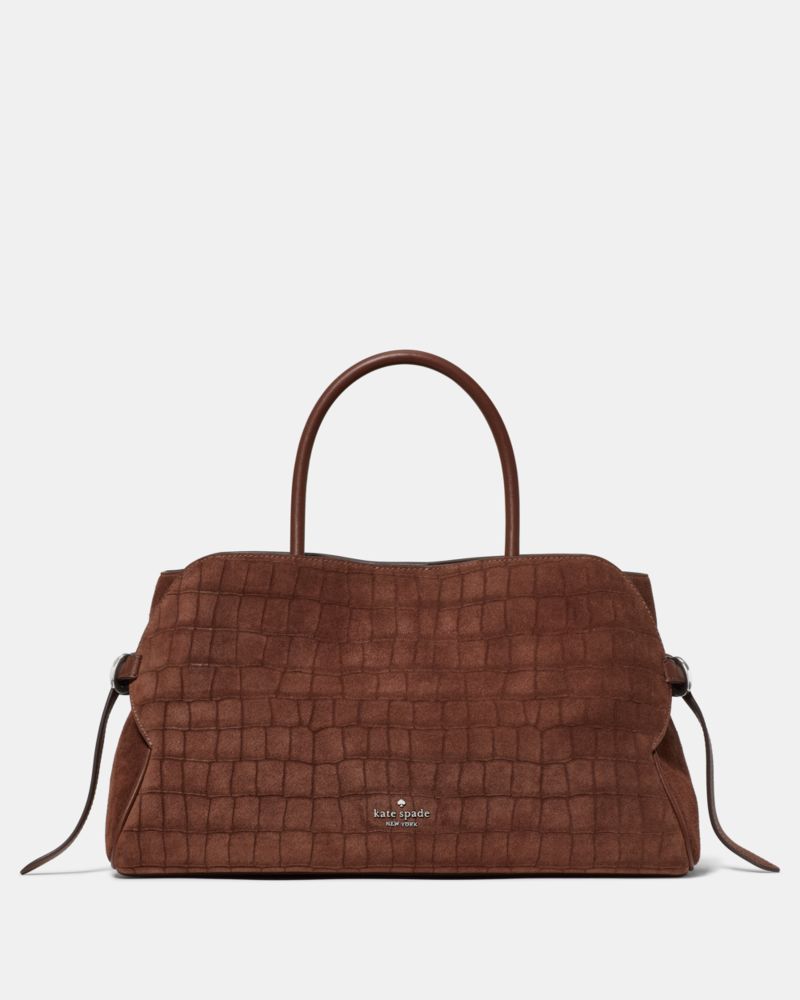 Kate Spade Outlet Harper Suede Croc Satchel Bag - Preorder