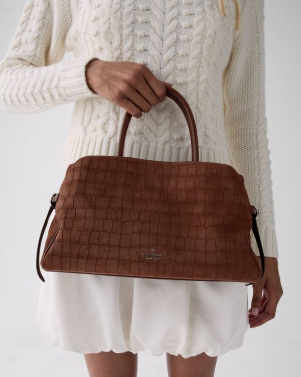 Kate Spade Outlet Harper Suede Croc Satchel Bag - Preorder