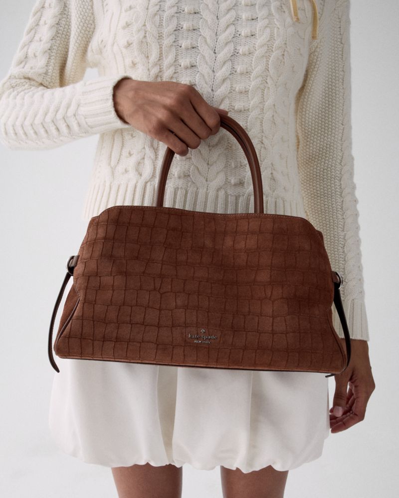 Kate Spade Outlet Harper Suede Croc Satchel Bag - Preorder