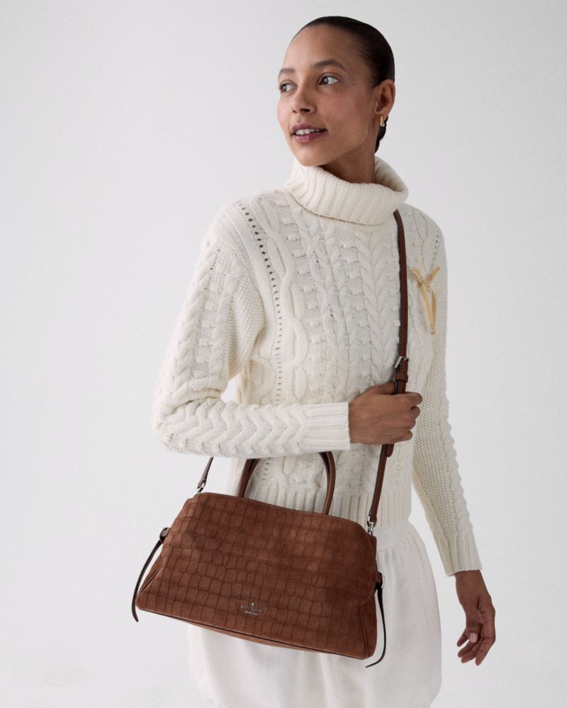 Kate Spade Outlet Harper Suede Croc Satchel Bag - Preorder