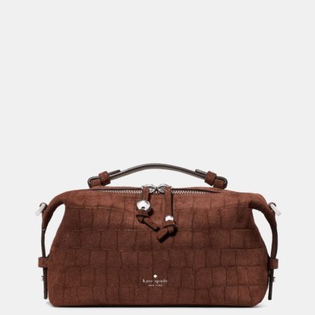 Kate Spade Outlet Billie Suede Croc Crossbody Bag - Preorder — Chocolate Truffle