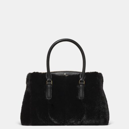 Kate Spade Outlet Thompson Street Faux Fur Small Satchel Bag - Preorder — Black