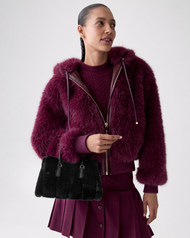 Kate Spade Outlet Thompson Street Faux Fur Small Satchel Bag - Preorder