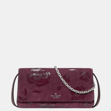Kate Spade Outlet Ivy Floral Suede Crossbody Bag - Preorder — Deep Cherry