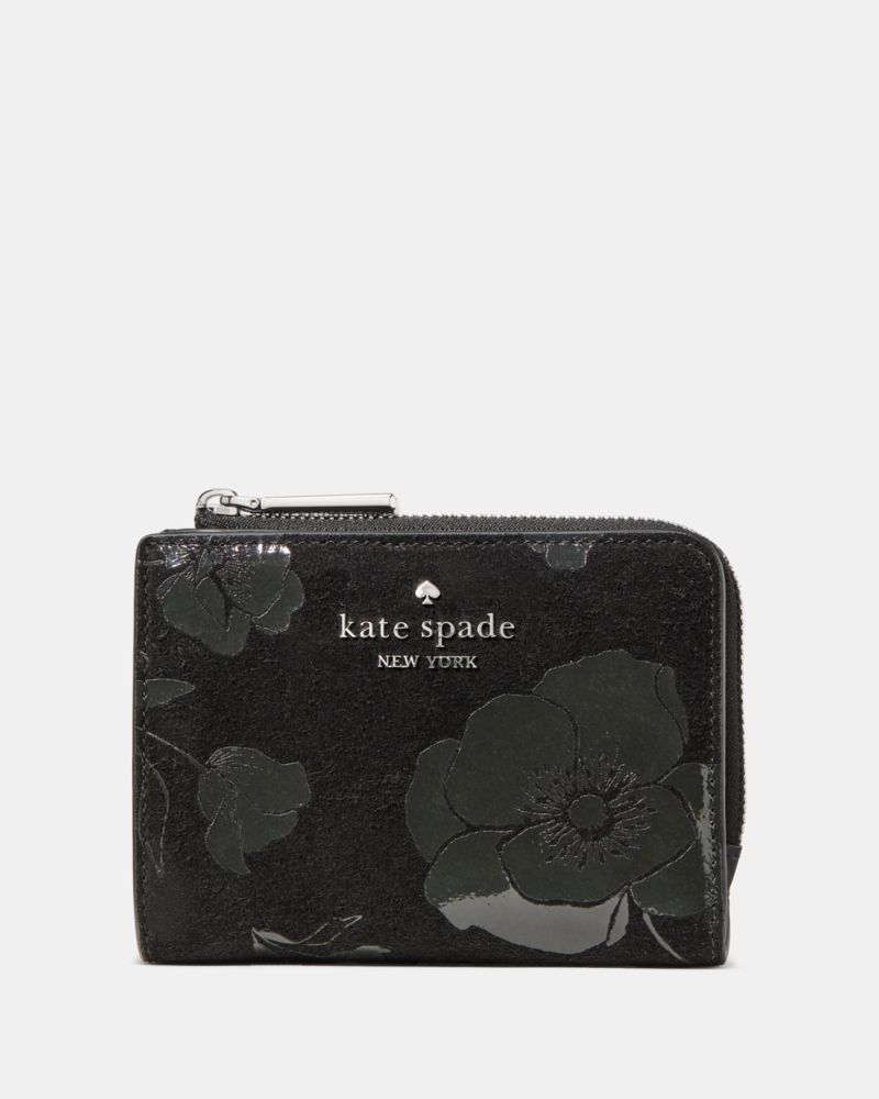 Kate Spade Outlet Floral Suede Small L-zip Wallet - Preorder