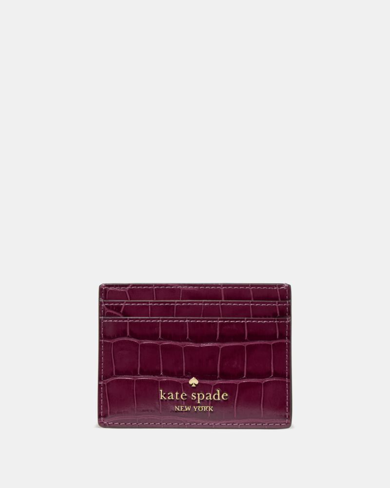 Kate Spade Outlet Croc Embossed Small Slim Card Holder - Preorder