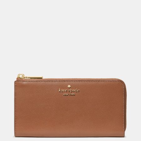 Kate Spade Outlet Large Slim L-zip Wallet - Preorder — Warm Gingerbread