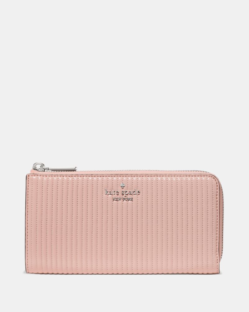 Kate Spade Outlet Shiny Quilted Large Slim L-zip Wallet - Preorder