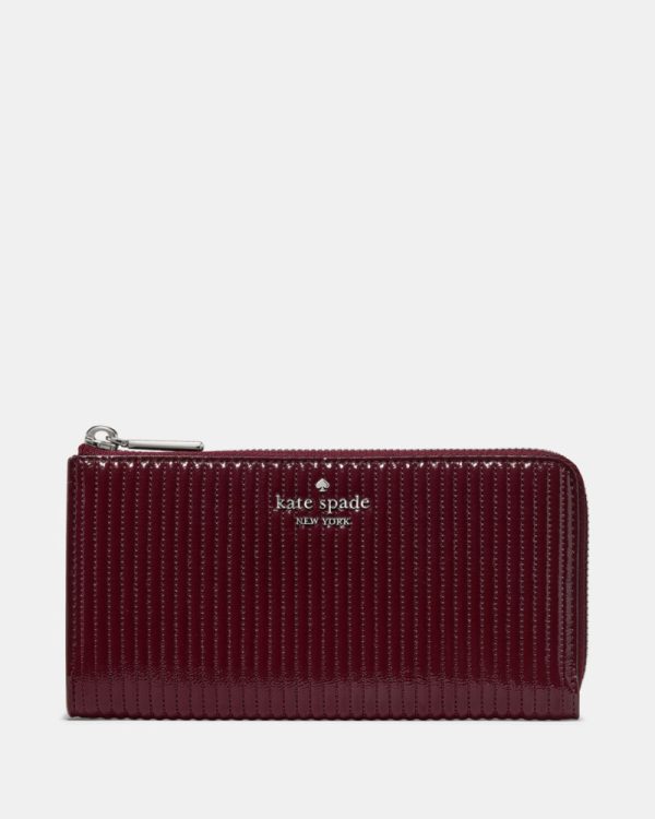 Kate Spade Outlet Shiny Quilted Large Slim L-zip Wallet - Preorder