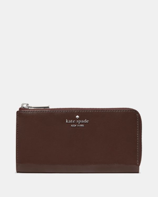 Kate Spade Outlet Shiny Leather Large Slim L-zip Wallet - Preorder