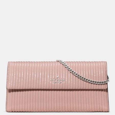 Kate Spade Outlet Scarlett Shiny Quilted Wallet On Chain - Preorder — Rose Smoke