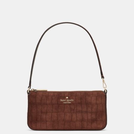 Kate Spade Outlet Gemini Suede Croc Mini Bag - Preorder — Chocolate Truffle