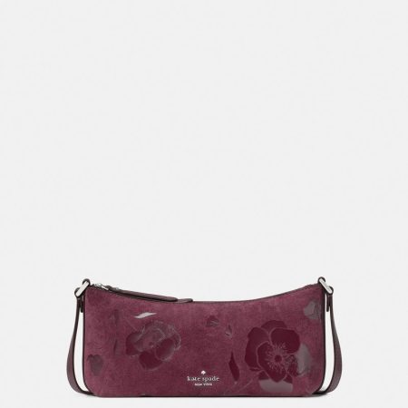 Kate Spade Outlet Lenox Floral Suede Mini Crossbody Bag - Preorder — Deep Cherry
