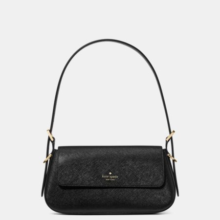 Kate Spade Outlet Gwen Textured Patent Shoulder Bag - Preorder — Black