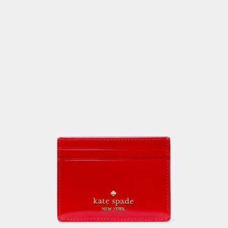 Kate Spade Outlet Patent Small Slim Card Holder - Preorder — KS Bright Red