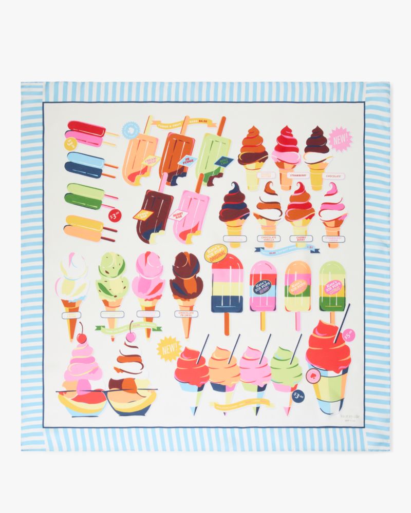 Kate Spade Outlet Ice Pop And Cones Silk Square Scarf - Preorder