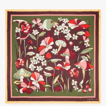 Kate Spade Outlet Mushroom Patch Silk Square Scarf - Preorder — Multi