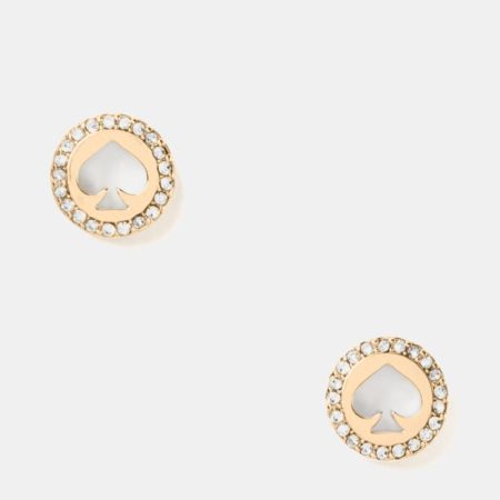 Kate Spade Outlet Spot The Spade Pave Halo Spade Studs - Preorder — Clear/Gold