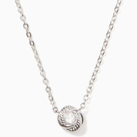Kate Spade Outlet Infinity And Beyond Knot Mini Pendant Necklace - Preorder — Clear/Silver