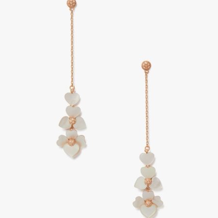 Kate Spade Outlet Precious Pansy Linear Earrings - Preorder — Cream Multi/Rose Gold