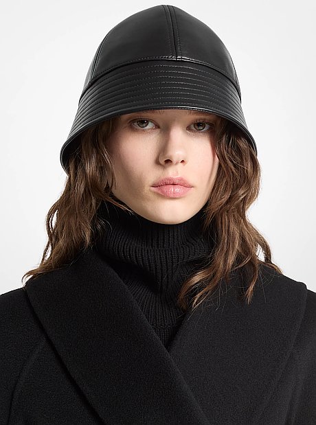 Michael Kors Collection Leather Bucket Hat Fall 2026 black